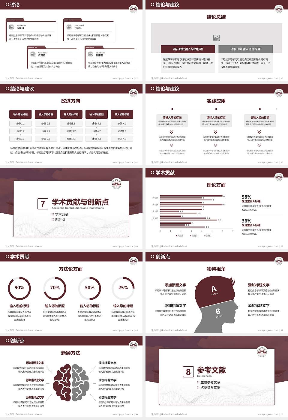 琼台师范学院论文答辩标准PPT模板16:9格式幻灯片预览图6