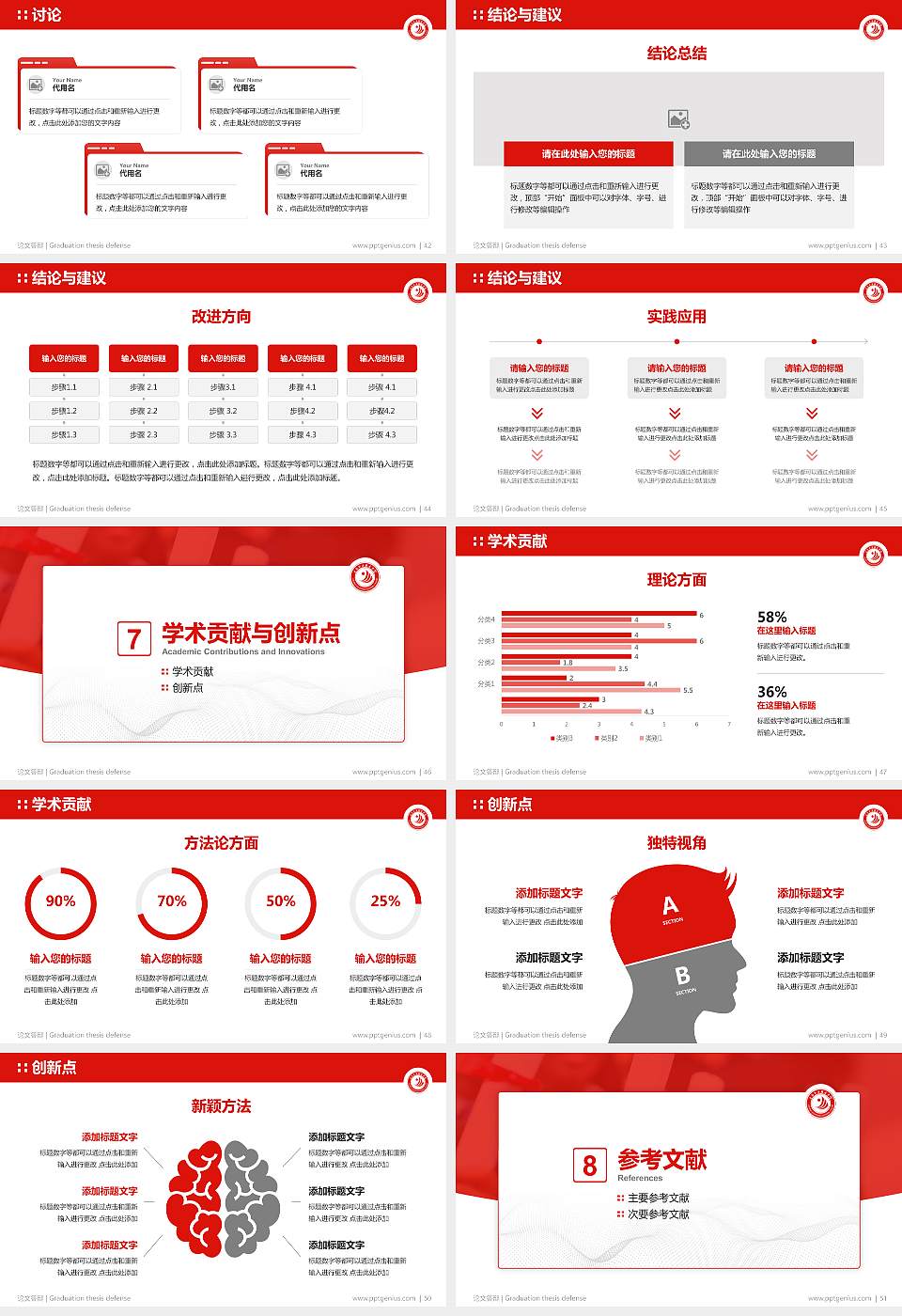 岳阳职业技术学院论文答辩标准PPT模板16:9格式幻灯片预览图6