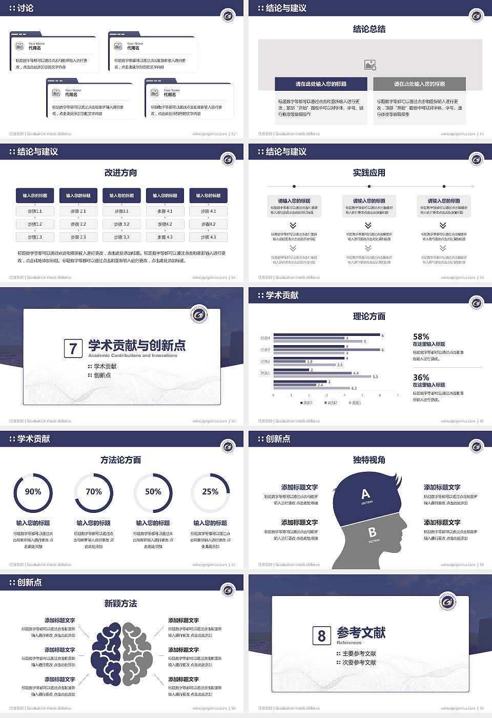 贵州工贸职业学院论文答辩标准PPT模板16:9格式幻灯片预览图6