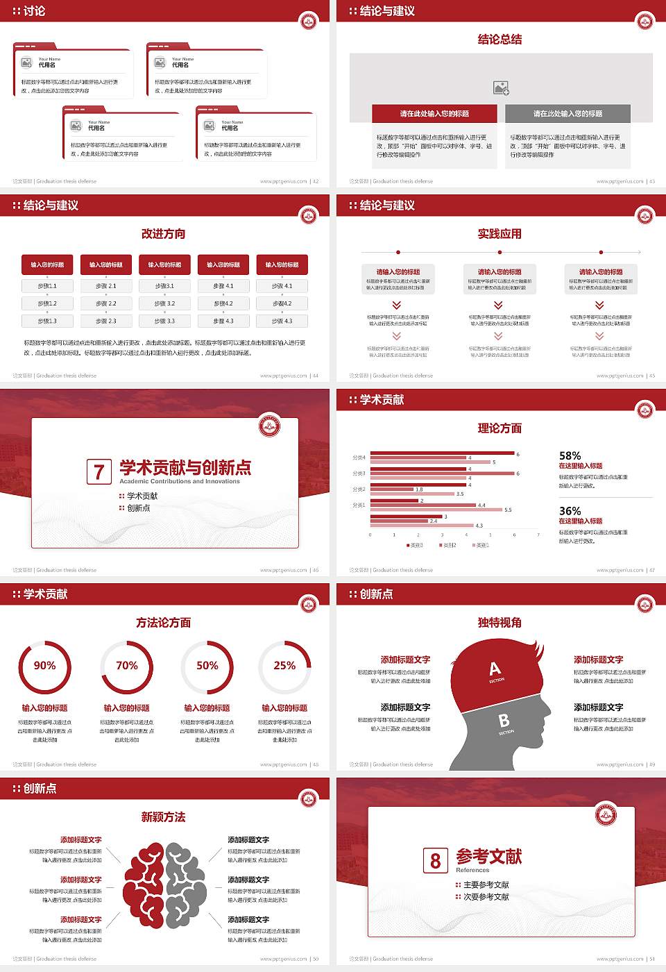 怀化师范高等专科学校论文答辩标准PPT模板16:9格式幻灯片预览图6