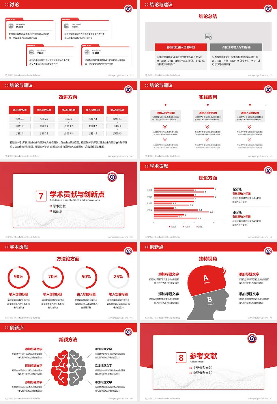 武汉商贸职业学院论文答辩标准PPT模板16:9格式幻灯片预览图6
