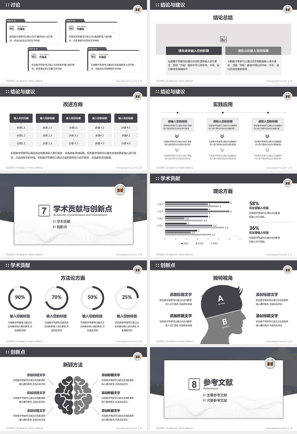 宁波城市职业技术学院论文答辩标准PPT模板16:9格式幻灯片预览图6