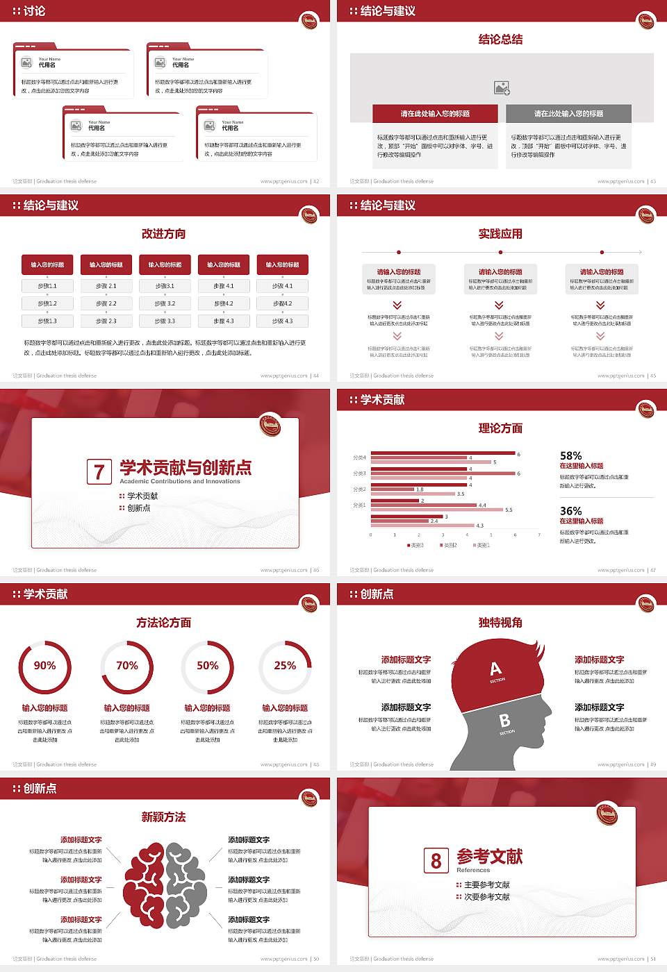 绍兴职业技术学院论文答辩标准PPT模板16:9格式幻灯片预览图6