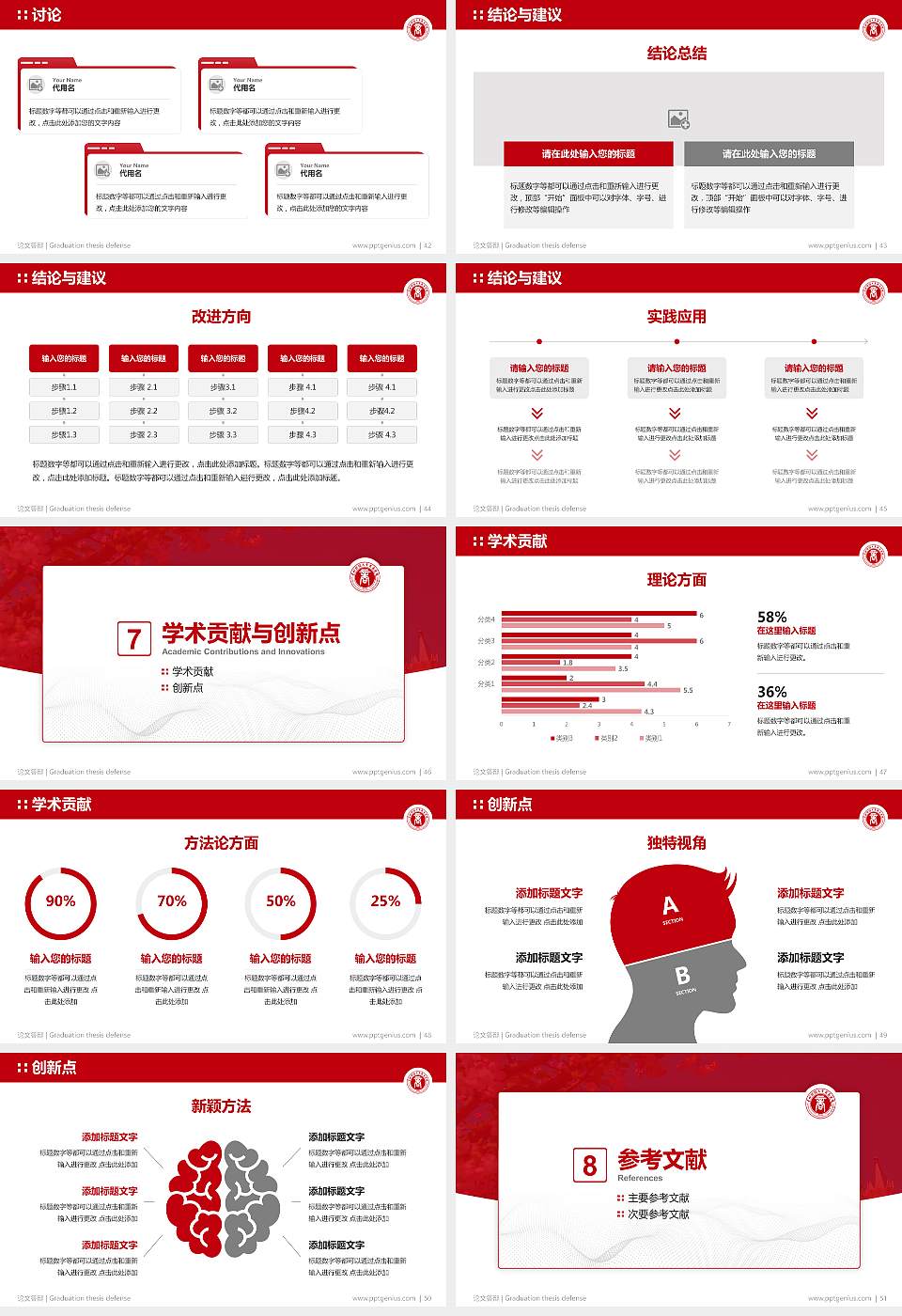 贵州黔南经济学院论文答辩标准PPT模板16:9格式幻灯片预览图6