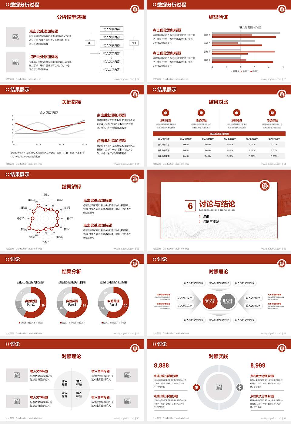 贵州大学论文答辩标准PPT模板16:9格式幻灯片预览图5