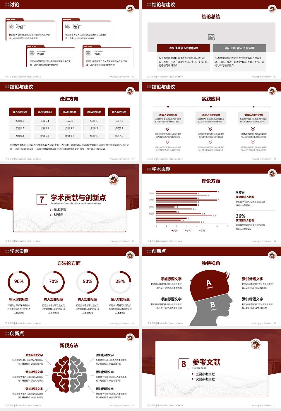 厦门华厦学院论文答辩标准PPT模板16:9格式幻灯片预览图6