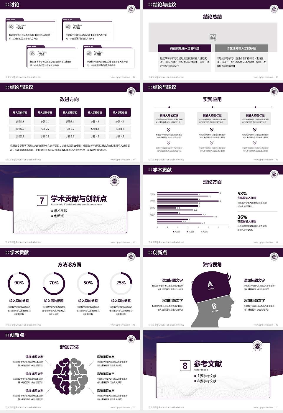 荆州理工职业学院论文答辩标准PPT模板16:9格式幻灯片预览图6