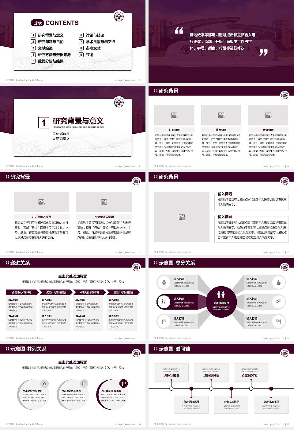 湖南中医药大学论文答辩标准PPT模板16:9格式幻灯片预览图2