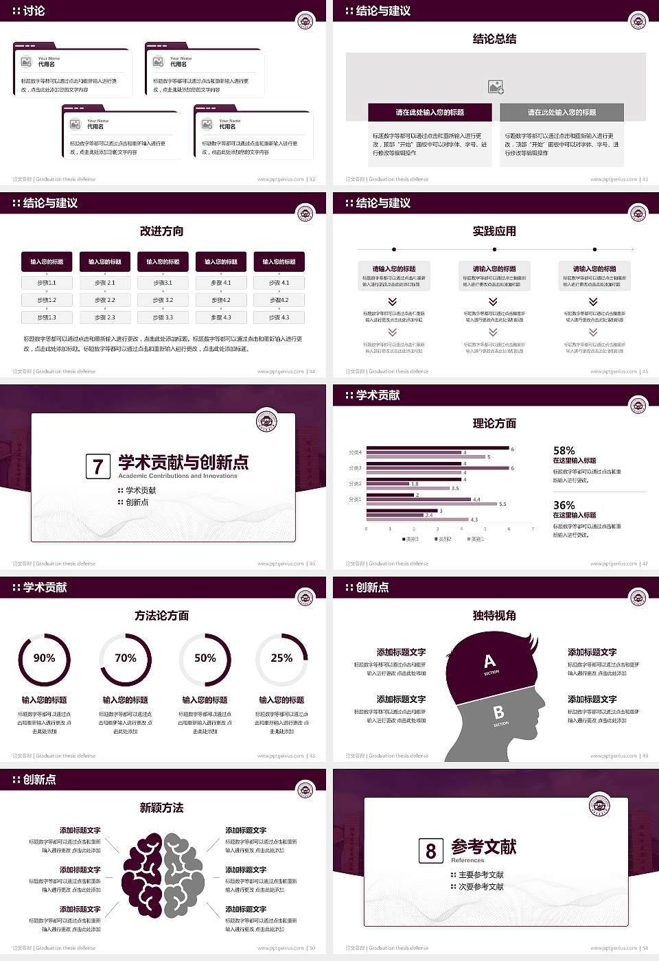 湖南中医药大学论文答辩标准PPT模板16:9格式幻灯片预览图6