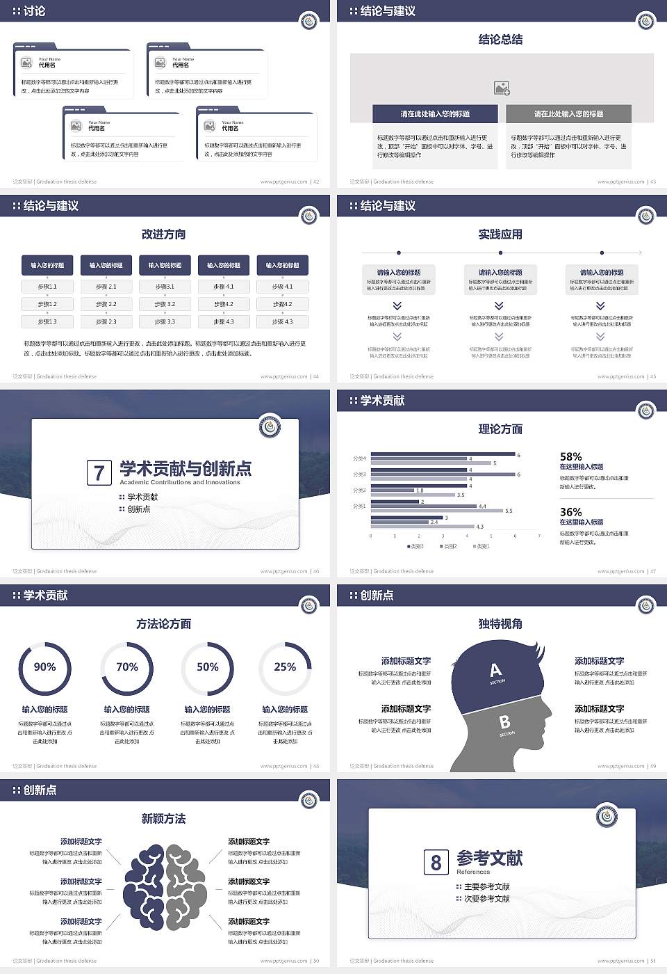中南林业科技大学涉外学院论文答辩标准PPT模板16:9格式幻灯片预览图6