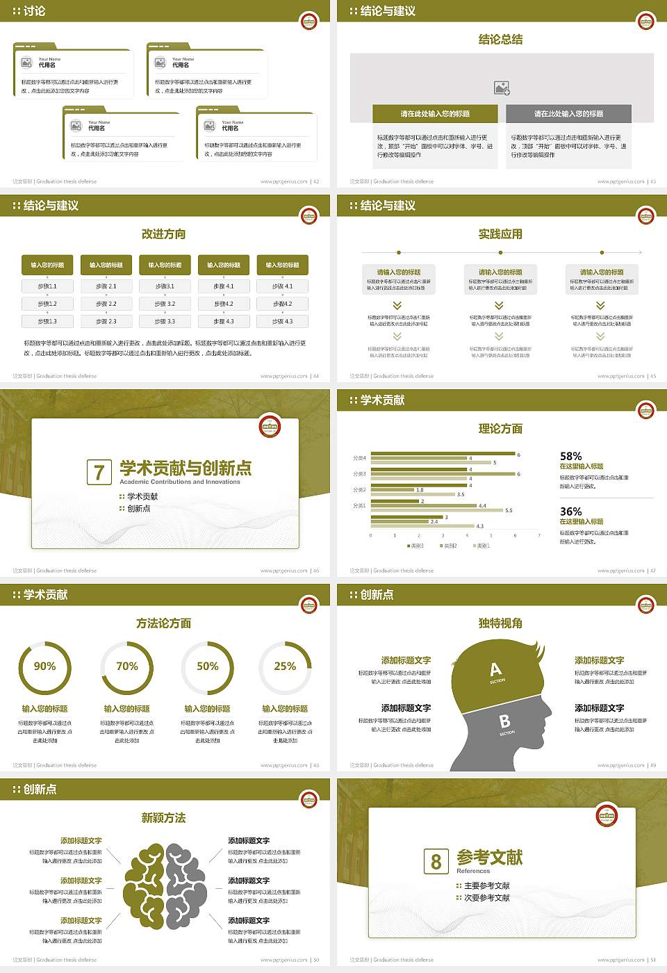 沈阳药科大学论文答辩标准PPT模板16:9格式幻灯片预览图6