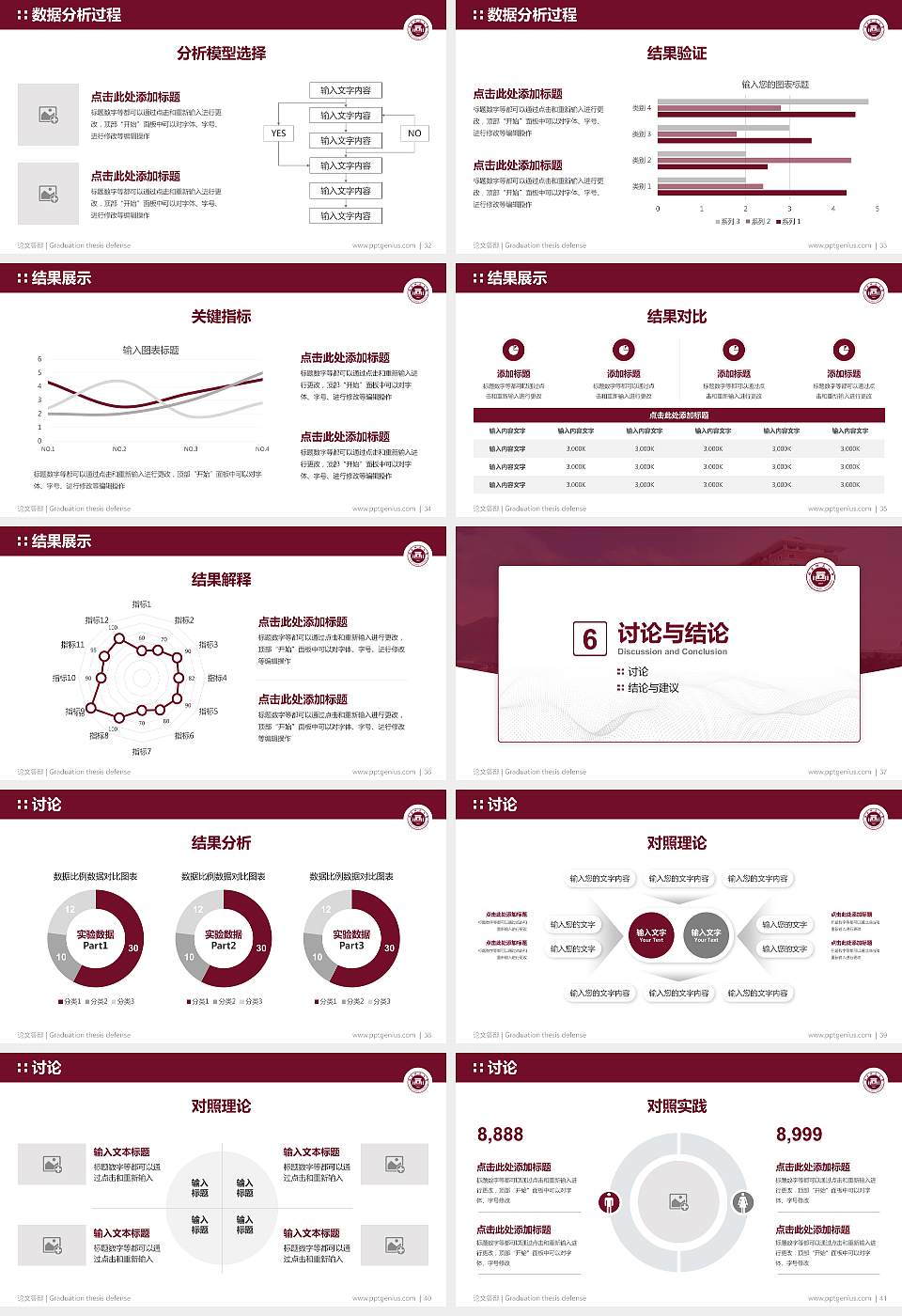 福建师范大学论文答辩标准PPT模板16:9格式幻灯片预览图5
