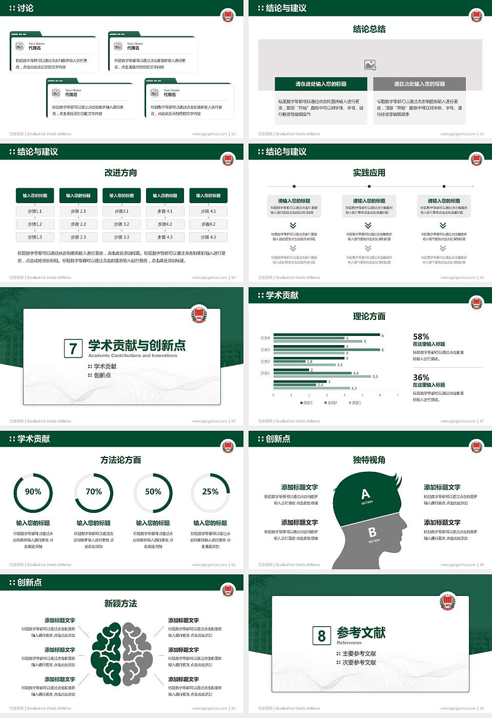 渭南师范学院论文答辩标准PPT模板16:9格式幻灯片预览图6