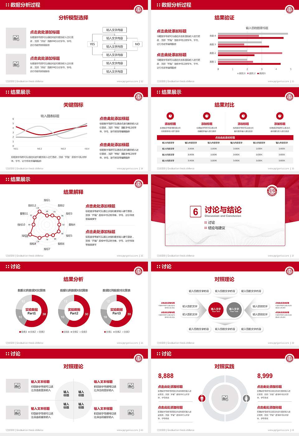 西安培华学院论文答辩标准PPT模板16:9格式幻灯片预览图5