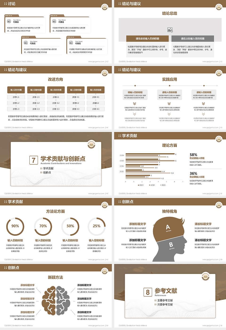 西安建筑科技大学论文答辩标准PPT模板16:9格式幻灯片预览图6