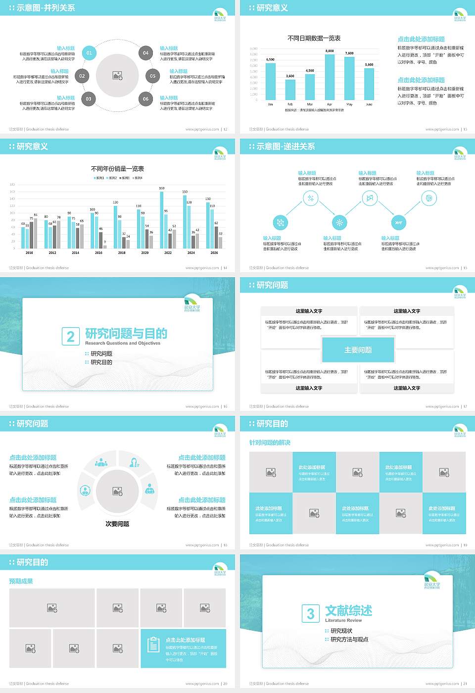 延安大学西安创新学院论文答辩标准PPT模板16:9格式幻灯片预览图3