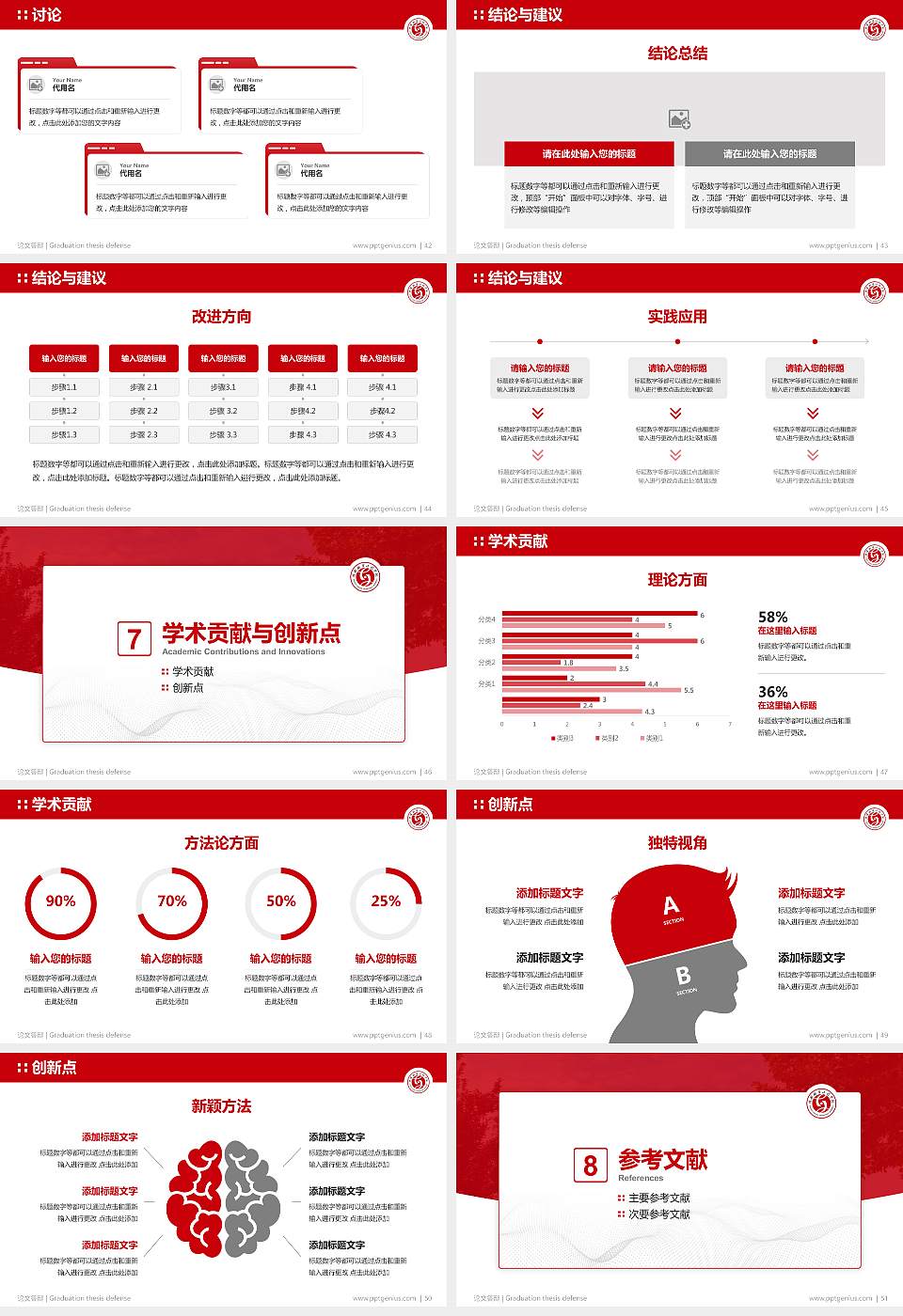 陕西服装工程学院论文答辩标准PPT模板16:9格式幻灯片预览图6