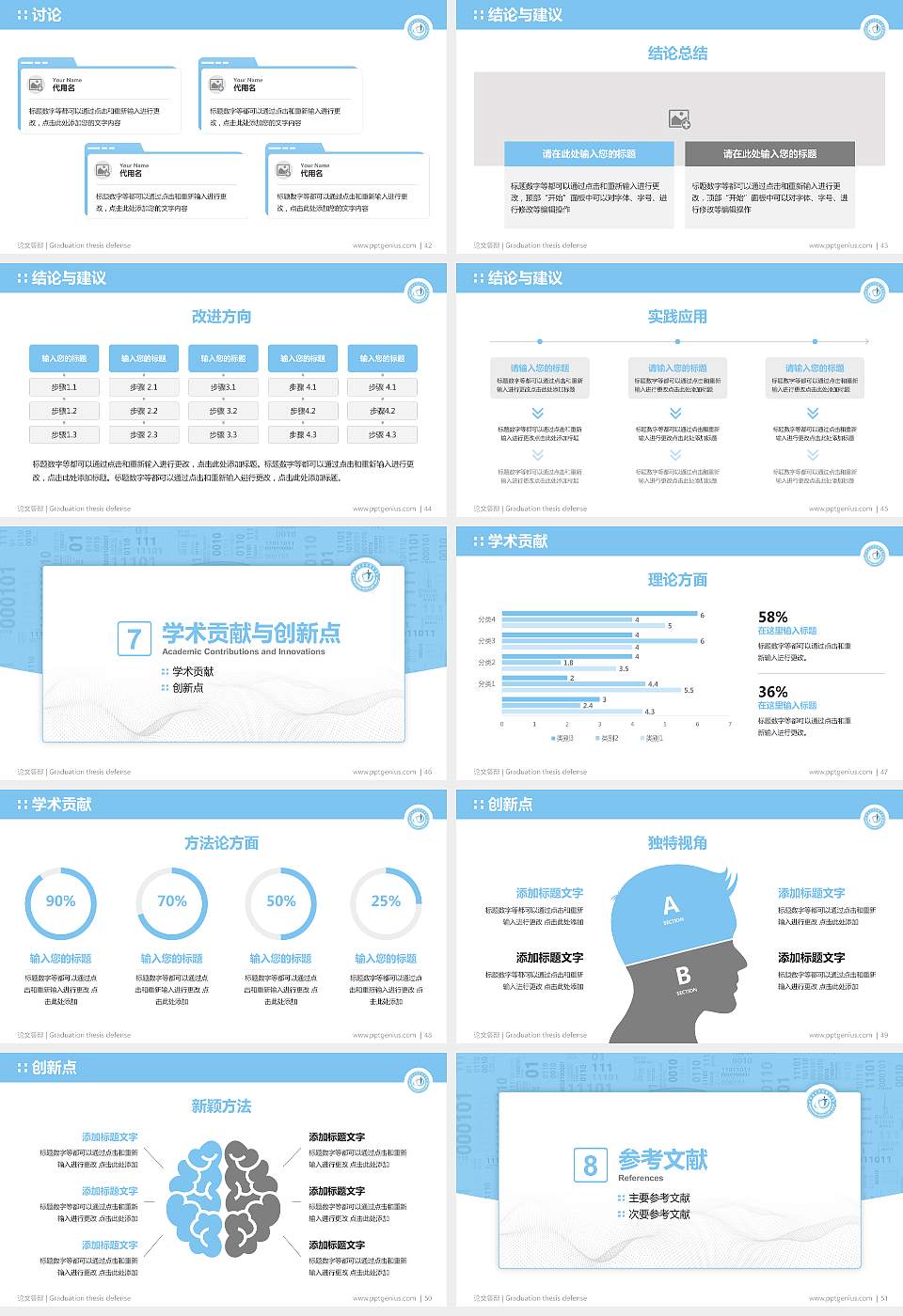 重庆安全技术职业学院论文答辩标准PPT模板16:9格式幻灯片预览图6