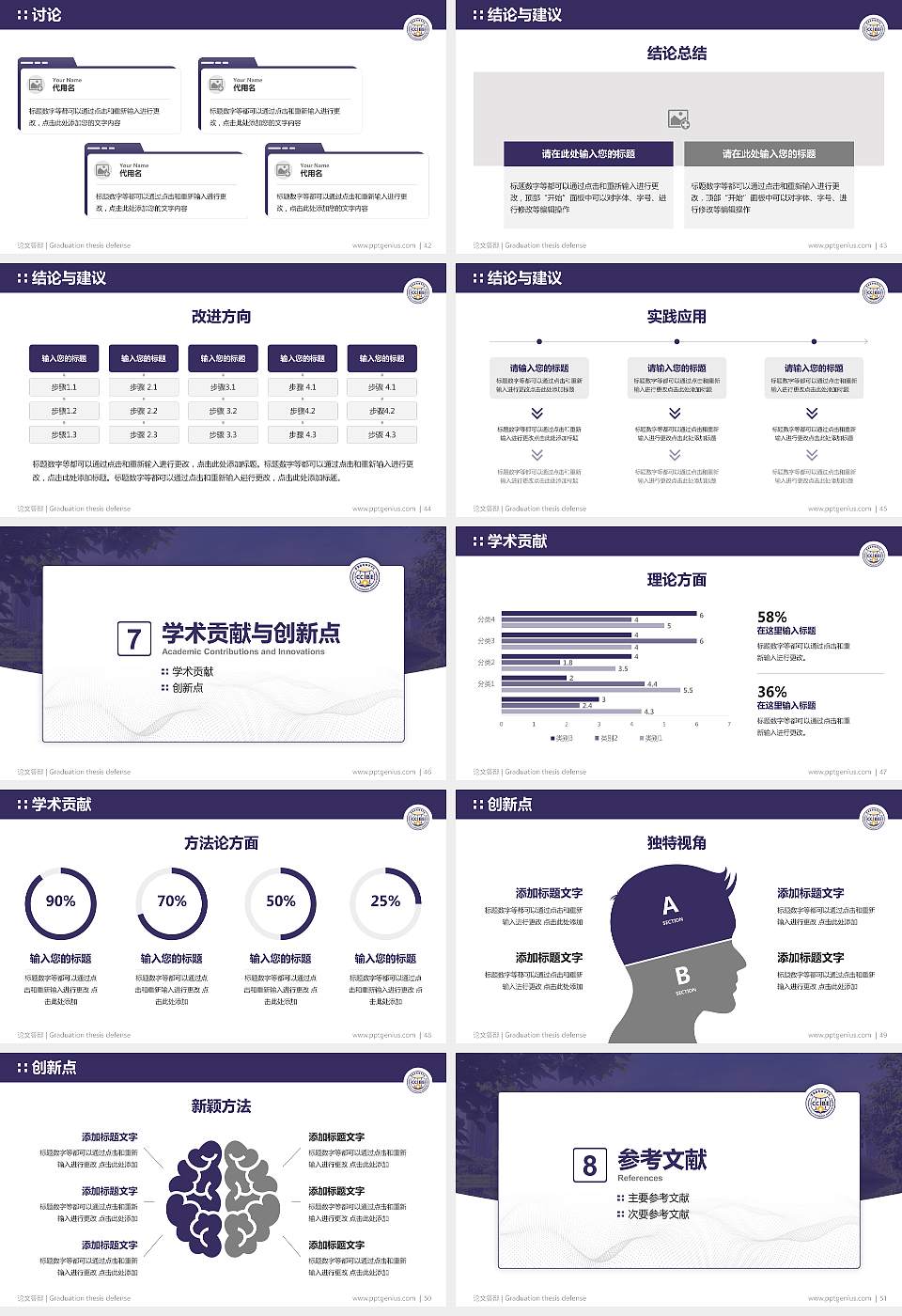 重庆对外经贸学院论文答辩标准PPT模板16:9格式幻灯片预览图6