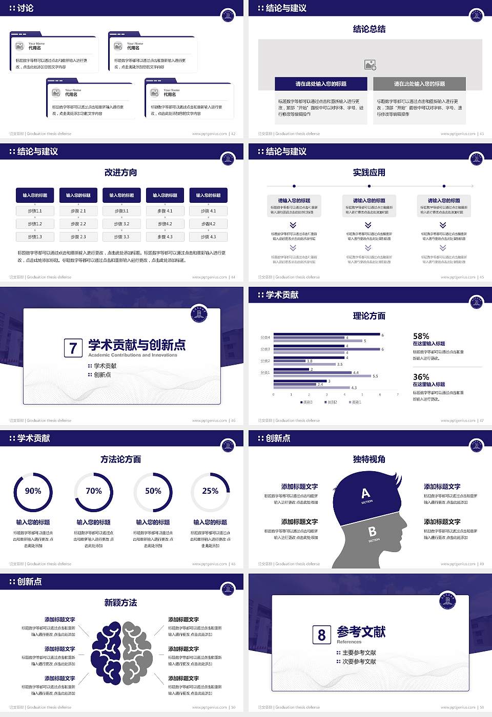 大连民族大学论文答辩标准PPT模板16:9格式幻灯片预览图6