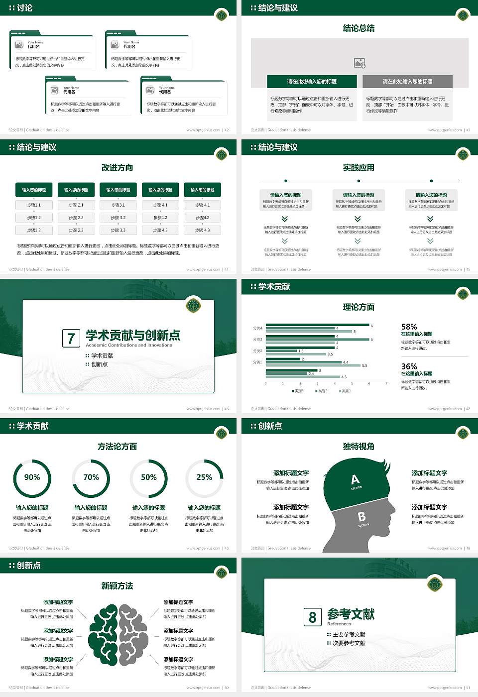 陆军军医大学论文答辩标准PPT模板16:9格式幻灯片预览图6