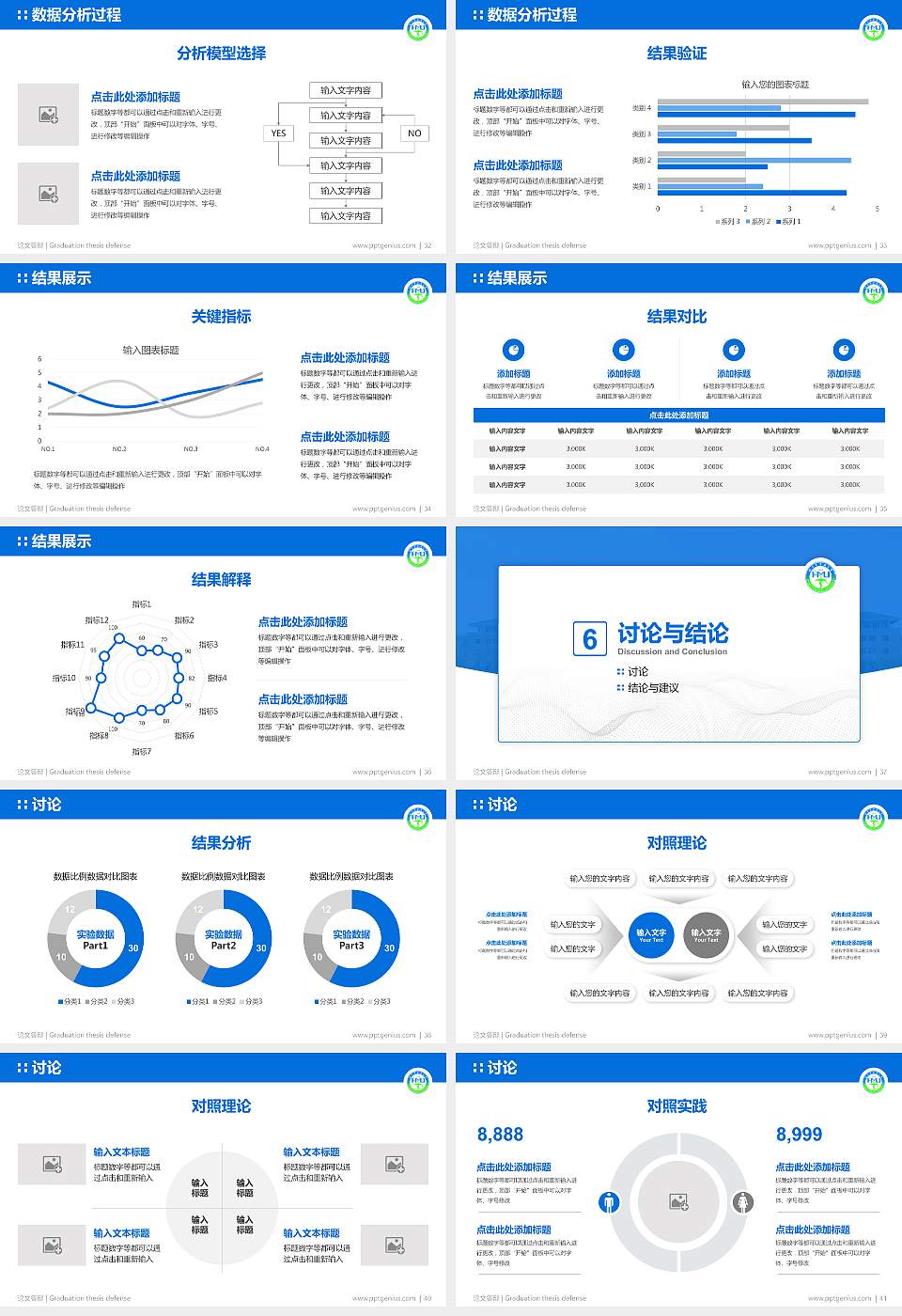 哈尔滨医科大学论文答辩标准PPT模板16:9格式幻灯片预览图5