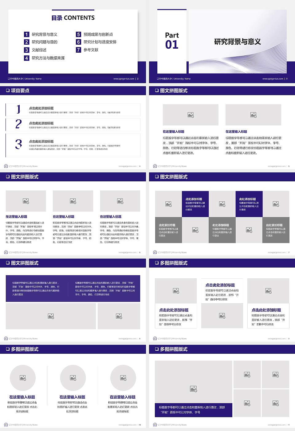 辽宁中医药大学PPT模板下载16:9格式幻灯片预览图2