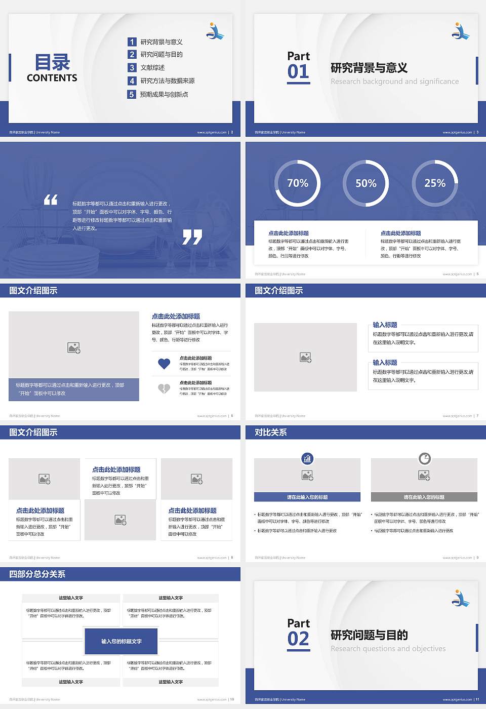 菏泽家政职业学院硕士研究生/本科生毕业论文答辩/开题报告通用PPT模板下载16:9格式幻灯片预览图2