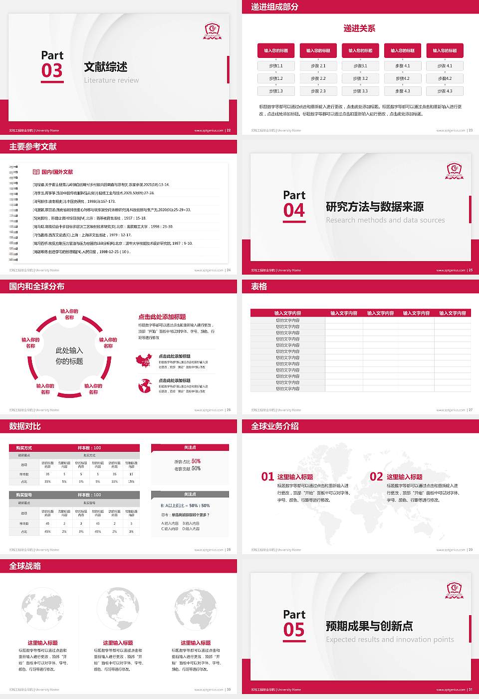 潍坊工程职业学院硕士研究生/本科生毕业论文答辩/开题报告通用PPT模板下载16:9格式幻灯片预览图4