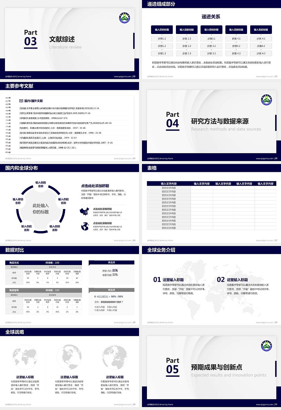 台湾联合大学硕士研究生/本科生毕业论文答辩/开题报告通用PPT模板下载16:9格式幻灯片预览图4