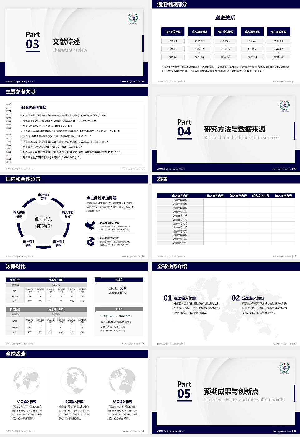 台湾辅仁大学硕士研究生/本科生毕业论文答辩/开题报告通用PPT模板下载16:9格式幻灯片预览图4