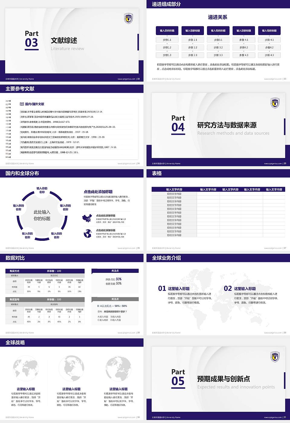 北京外国语大学硕士研究生/本科生毕业论文答辩/开题报告通用PPT模板下载16:9格式幻灯片预览图4