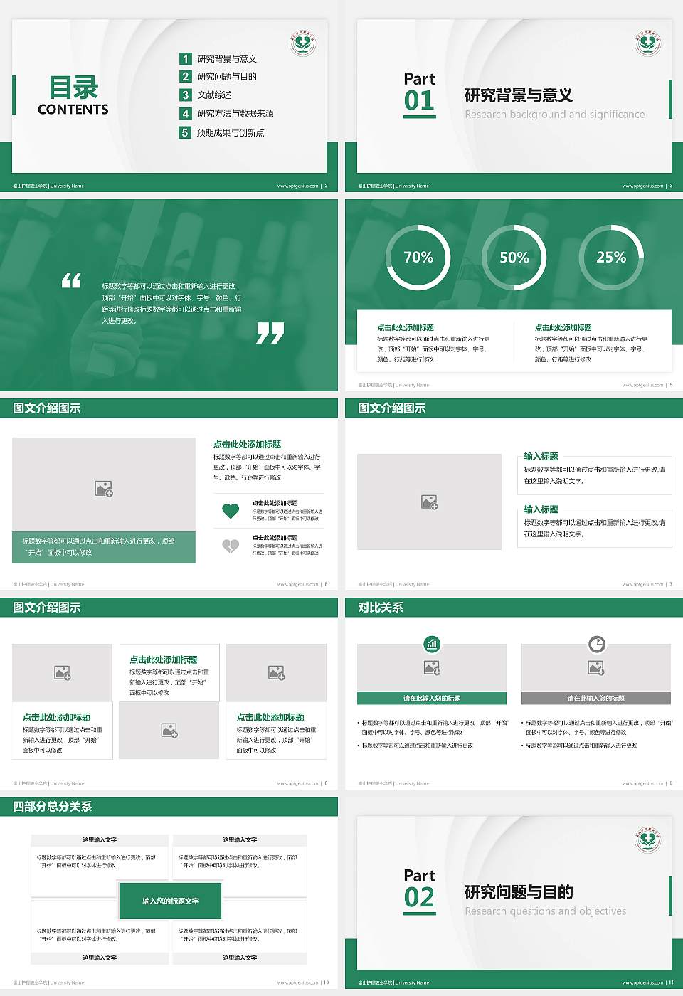 泰山护理职业学院硕士研究生/本科生毕业论文答辩/开题报告通用PPT模板下载16:9格式幻灯片预览图2