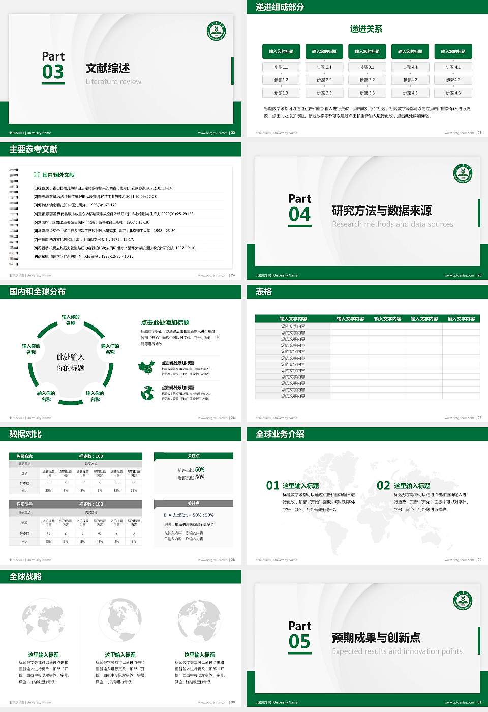 北京农学院硕士研究生/本科生毕业论文答辩/开题报告通用PPT模板下载16:9格式幻灯片预览图4