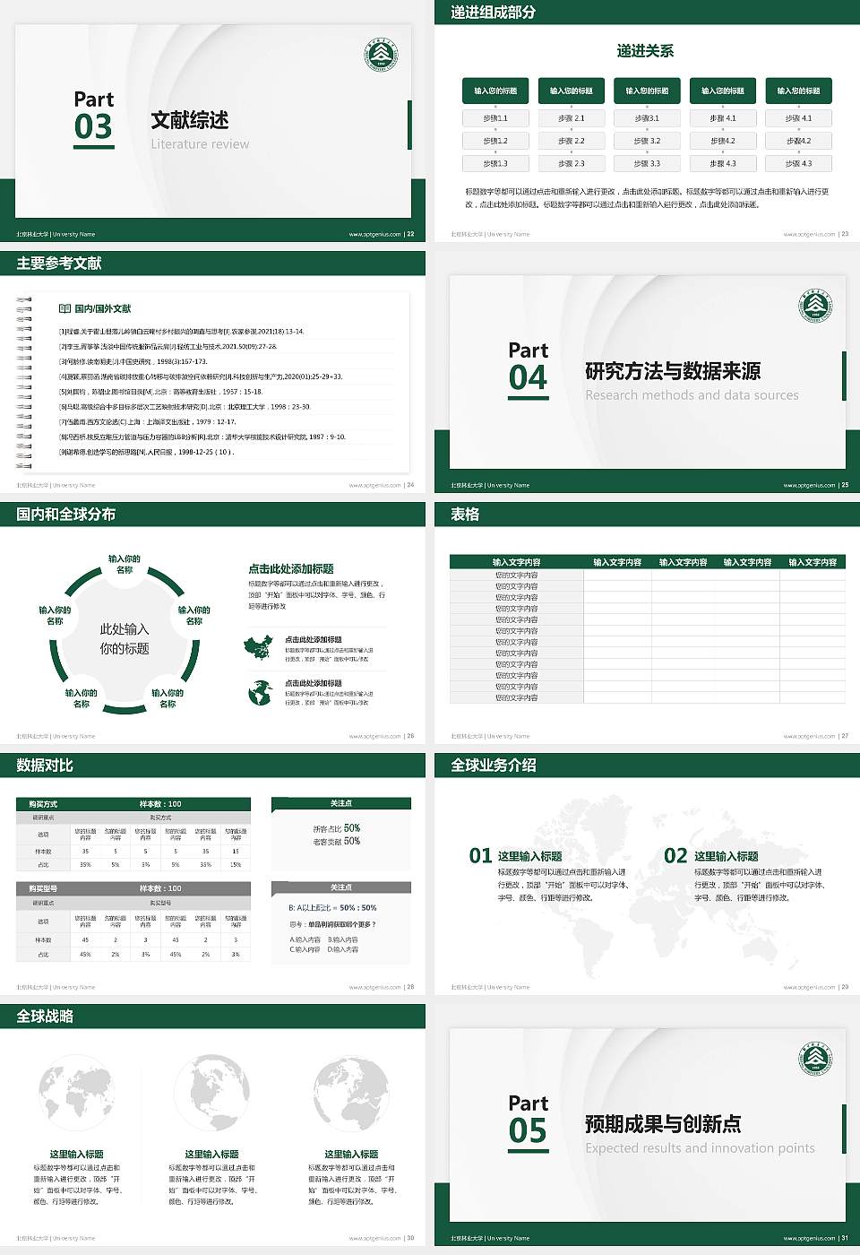 北京林业大学硕士研究生/本科生毕业论文答辩/开题报告通用PPT模板下载16:9格式幻灯片预览图4