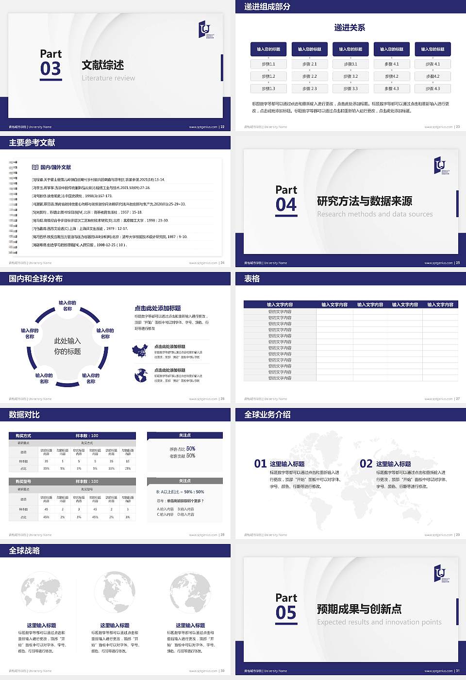 青岛城市学院硕士研究生/本科生毕业论文答辩/开题报告通用PPT模板下载16:9格式幻灯片预览图4