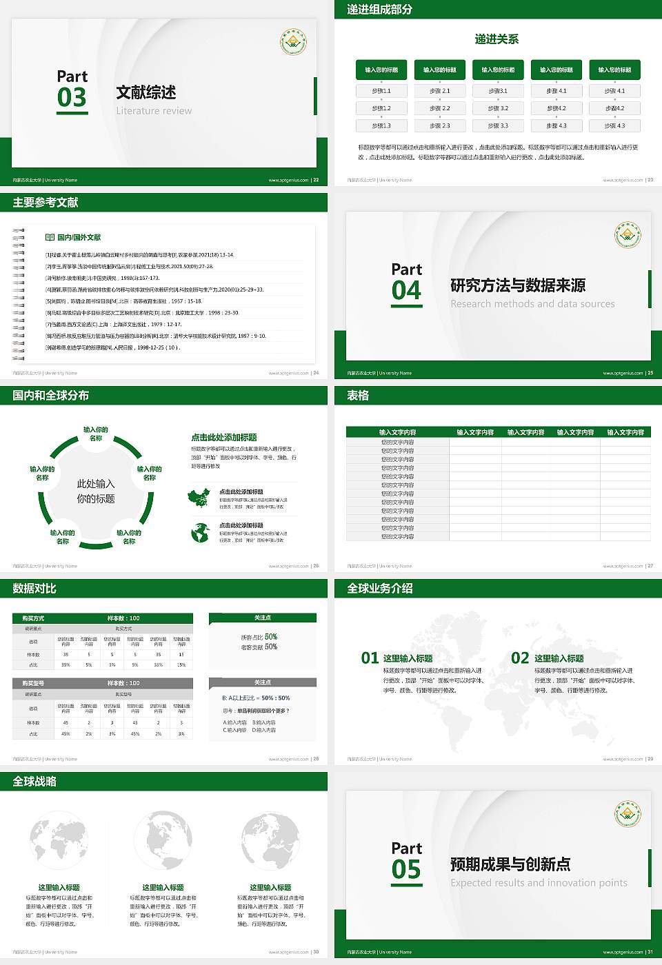 内蒙古农业大学硕士研究生/本科生毕业论文答辩/开题报告通用PPT模板下载16:9格式幻灯片预览图4
