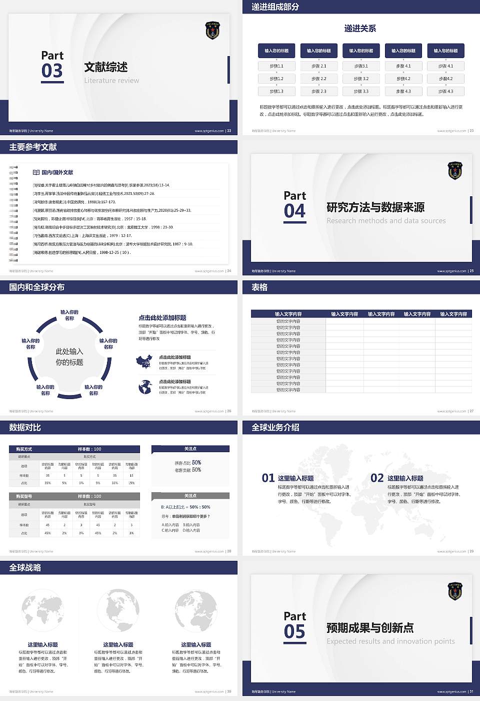 海军勤务学院硕士研究生/本科生毕业论文答辩/开题报告通用PPT模板下载16:9格式幻灯片预览图4