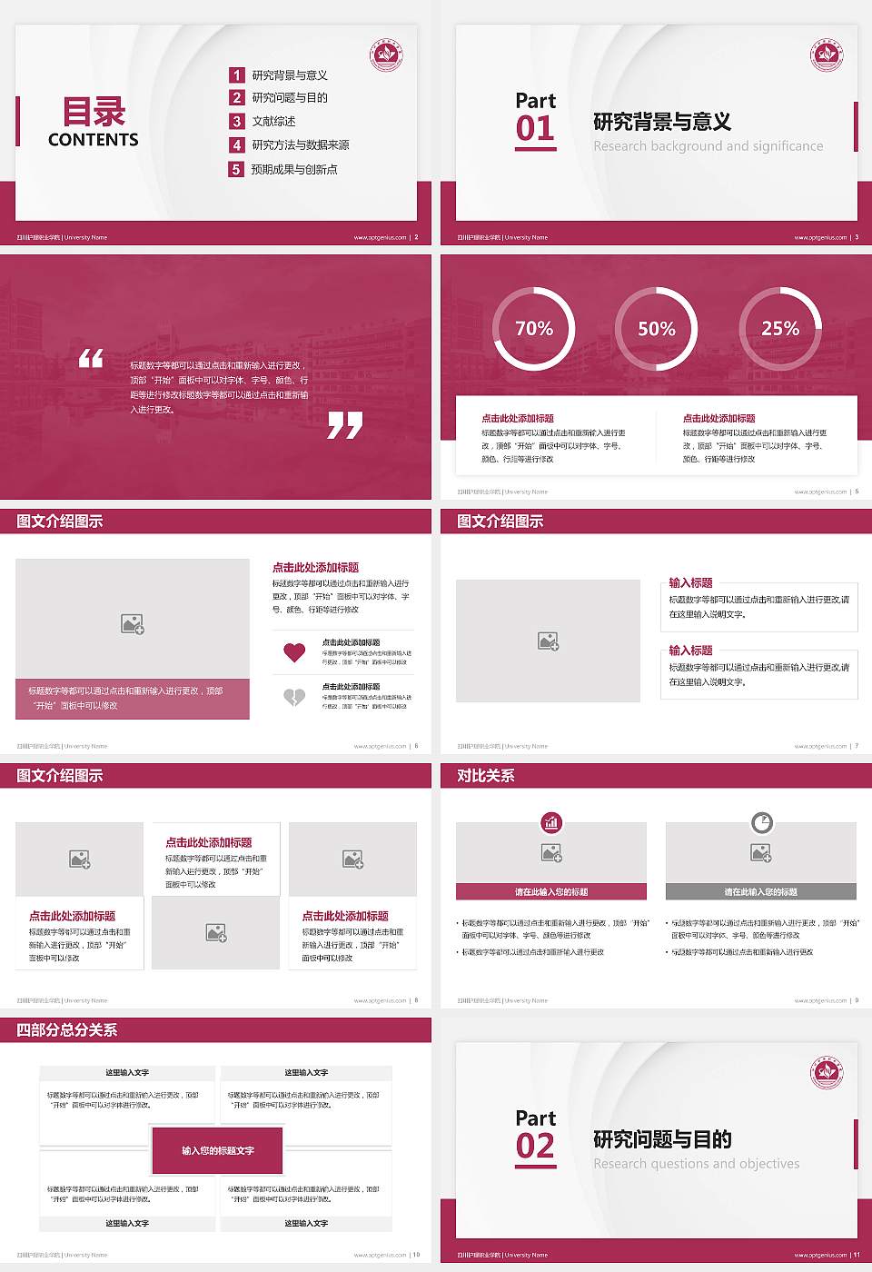 四川护理职业学院硕士研究生/本科生毕业论文答辩/开题报告通用PPT模板下载16:9格式幻灯片预览图2