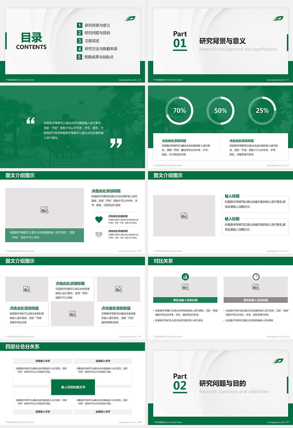 广西中医药大学硕士研究生/本科生毕业论文答辩/开题报告通用PPT模板下载16:9格式幻灯片预览图2