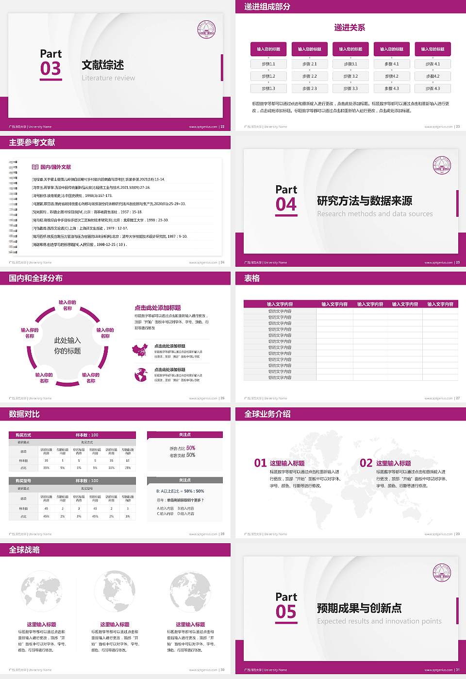 广西师范大学硕士研究生/本科生毕业论文答辩/开题报告通用PPT模板下载16:9格式幻灯片预览图4
