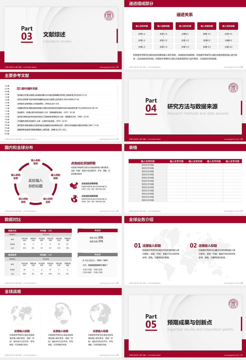 中国人民大学（苏州校区）硕士研究生/本科生毕业论文答辩/开题报告通用PPT模板下载16:9格式幻灯片预览图4