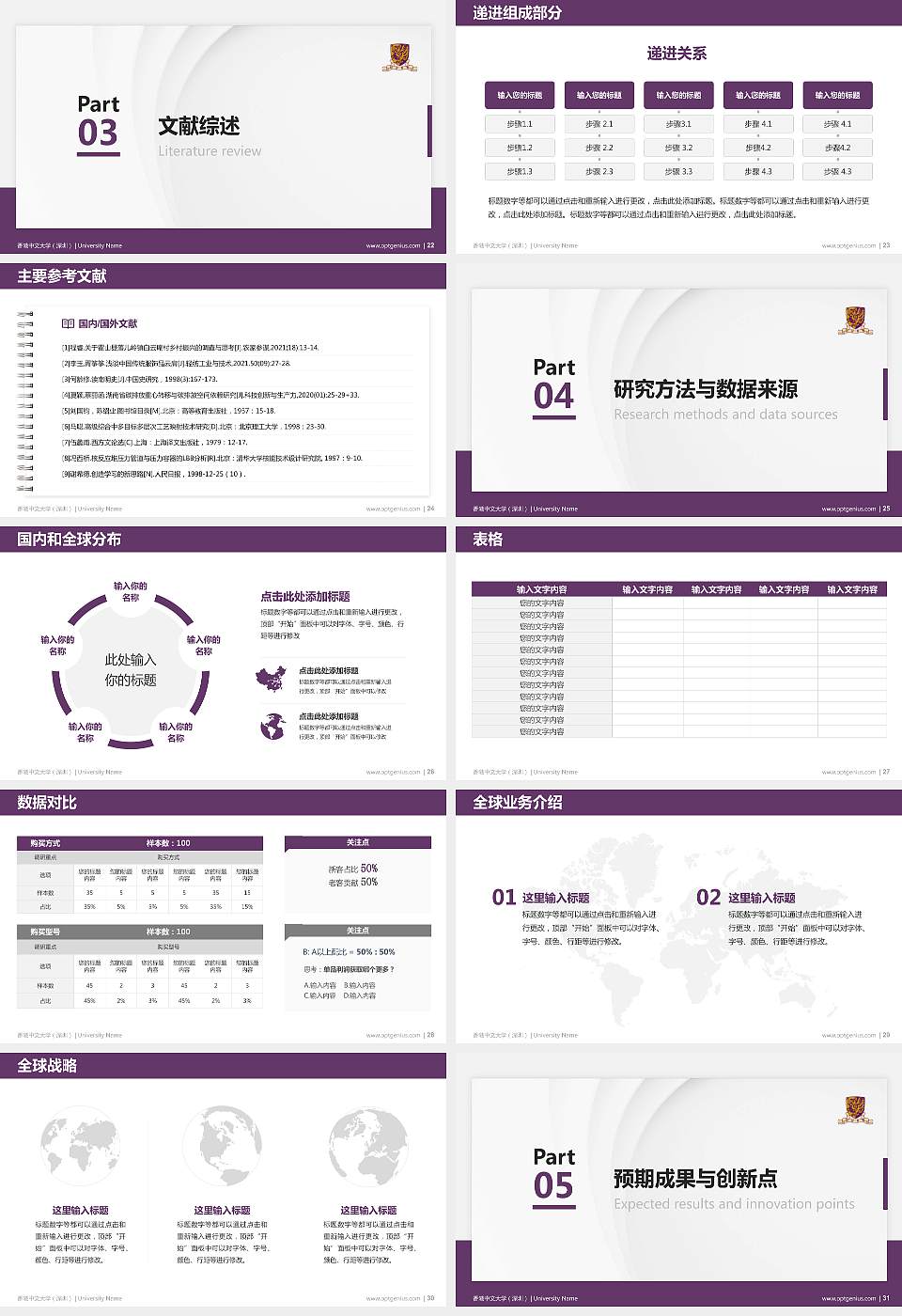 香港中文大学（深圳）硕士研究生/本科生毕业论文答辩/开题报告通用PPT模板下载16:9格式幻灯片预览图4