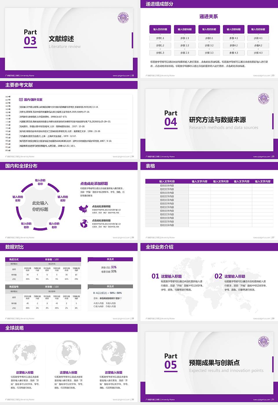 广州城市理工学院硕士研究生/本科生毕业论文答辩/开题报告通用PPT模板下载16:9格式幻灯片预览图4
