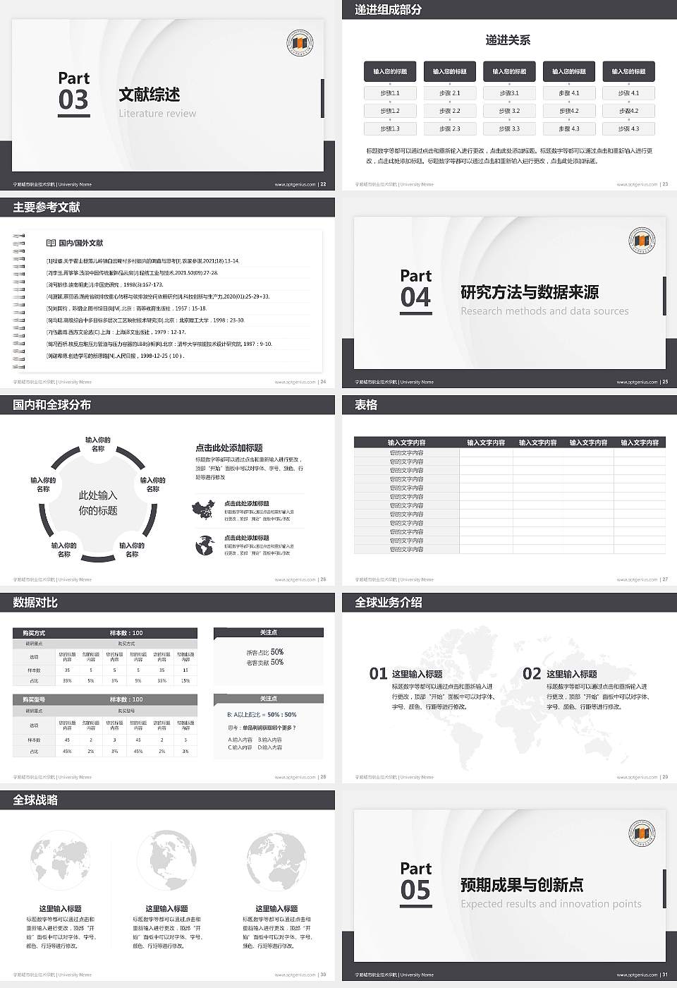 宁波城市职业技术学院硕士研究生/本科生毕业论文答辩/开题报告通用PPT模板下载16:9格式幻灯片预览图4