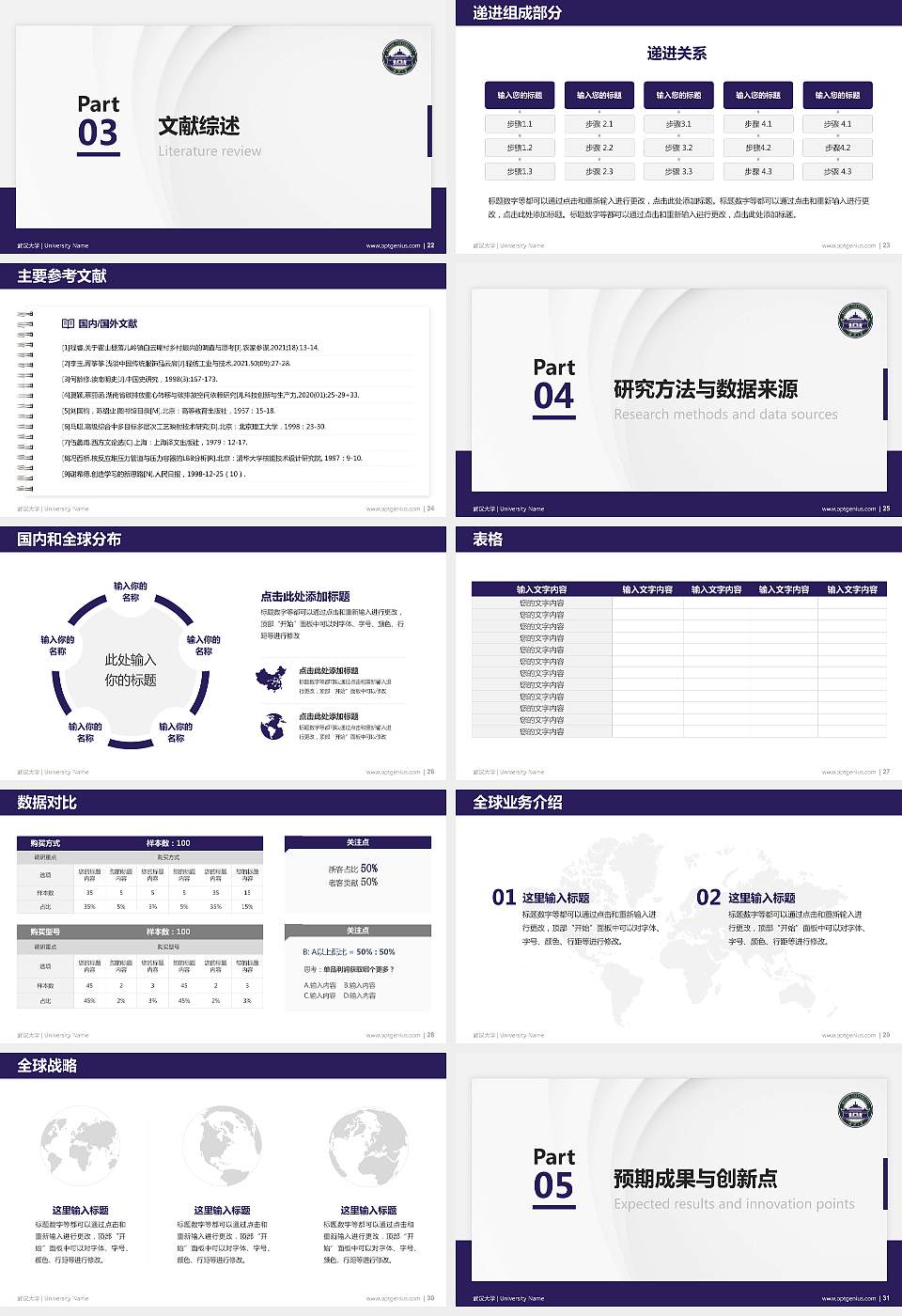 武汉大学硕士研究生/本科生毕业论文答辩/开题报告通用PPT模板下载16:9格式幻灯片预览图4