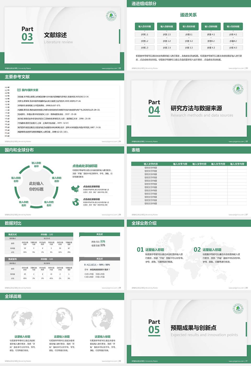河南林业职业学院硕士研究生/本科生毕业论文答辩/开题报告通用PPT模板下载16:9格式幻灯片预览图4