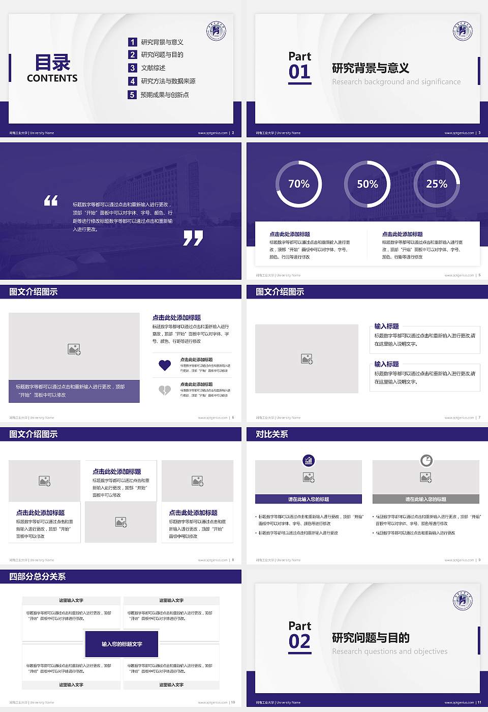 河南工业大学硕士研究生/本科生毕业论文答辩/开题报告通用PPT模板下载16:9格式幻灯片预览图2