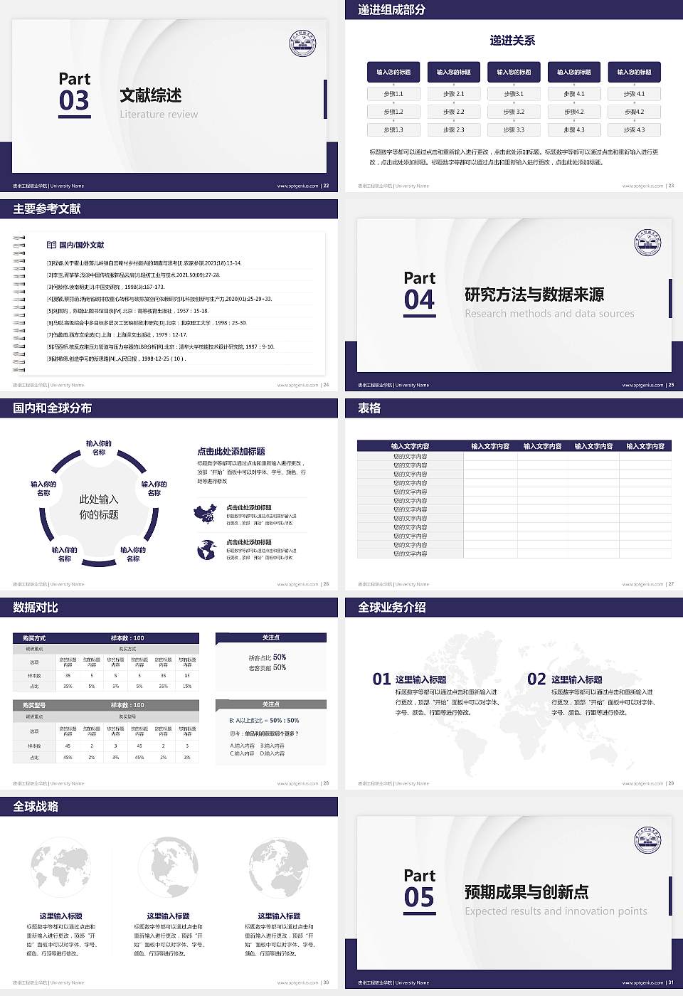 贵州工程职业学院硕士研究生/本科生毕业论文答辩/开题报告通用PPT模板下载16:9格式幻灯片预览图4