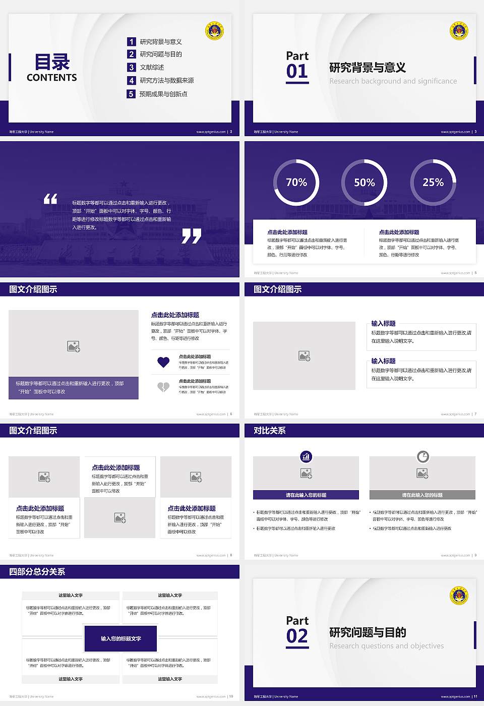 海军工程大学硕士研究生/本科生毕业论文答辩/开题报告通用PPT模板下载16:9格式幻灯片预览图2